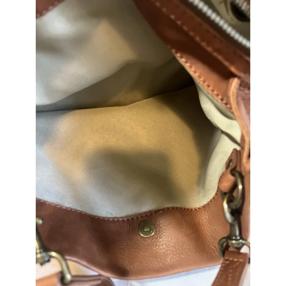 AMERICAN LEATHER CO. Lenox Leather Satchel brandy smooth leather